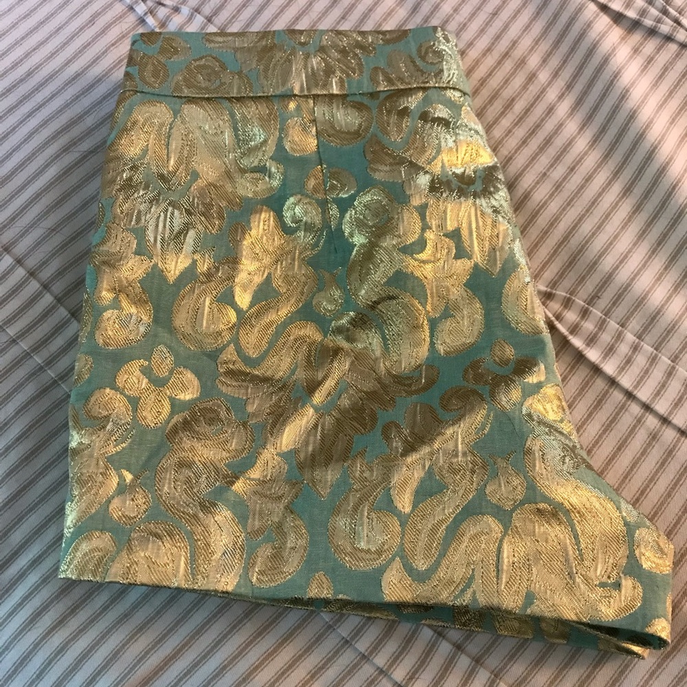 J Crew metallic floral shorts